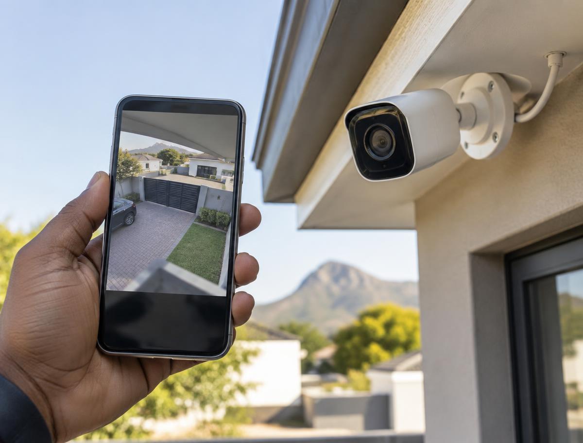 CCTV camera monitored from a mobile phone