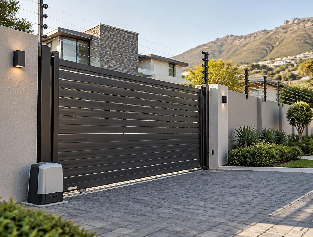 Automated sliding gate with electric fencing